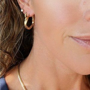 Gold Twist Hoop Earrings Waterproof trendy Hoops lightweight earrings hoops